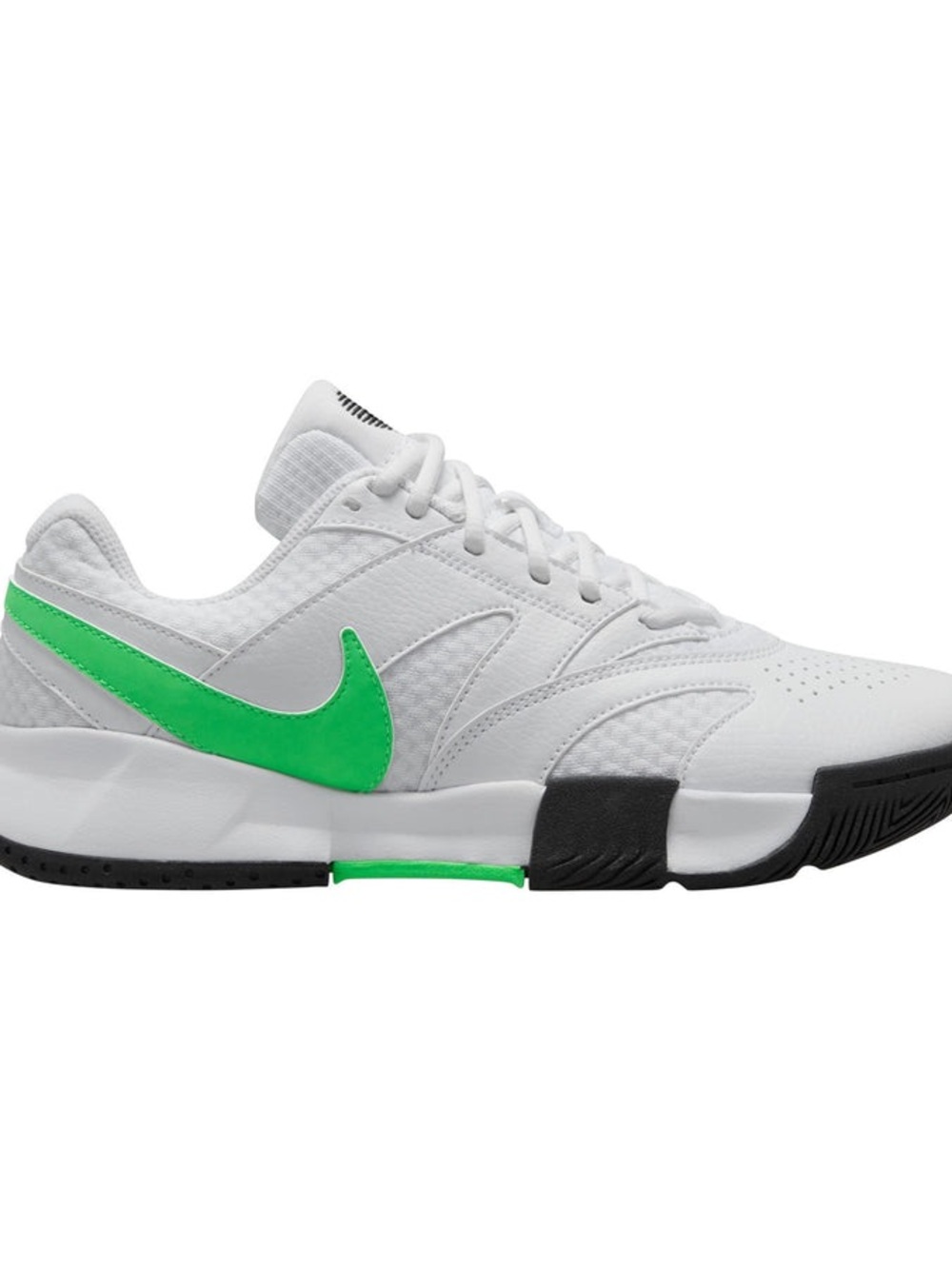 Nike White Sneakers with Bright Green Swoosh